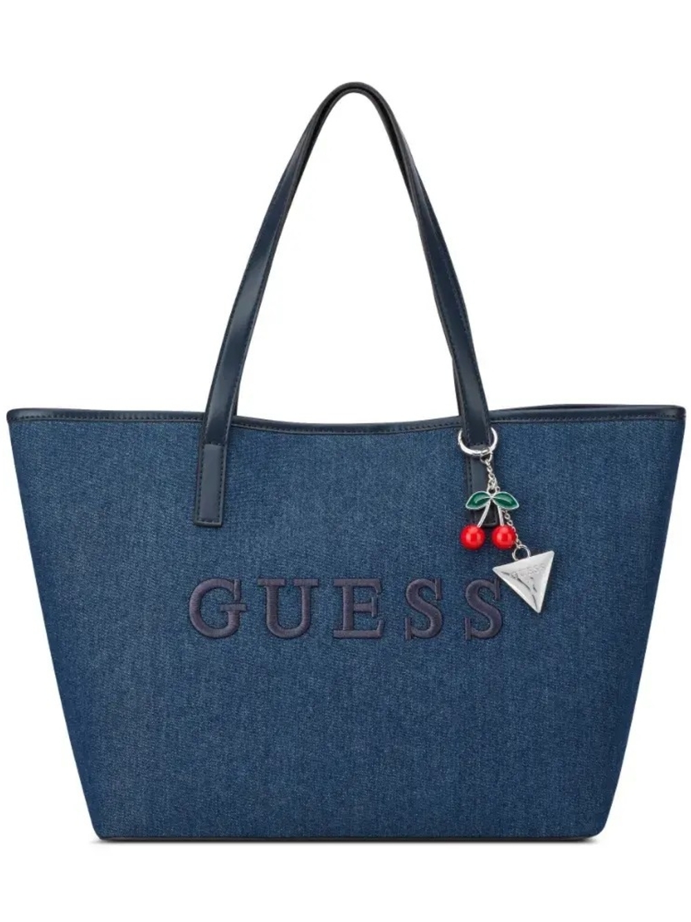 GUESS Navy Denim Tote with Cherry Charm